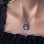 Round, Swirl Border, Blackened – Handprint or Footprint || Sterling Silver