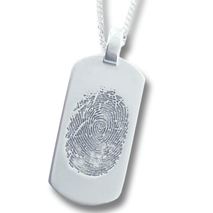 Fingerprint Pendant Dog Tag || Sterling Silver
