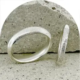 Fingerprint Ring – One Fingerprint on Outside of band || Sterling Silver