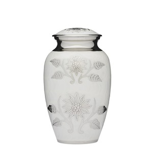 Floral White Adult Urn