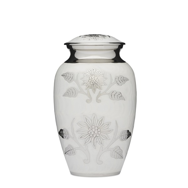 Floral White Adult Urn